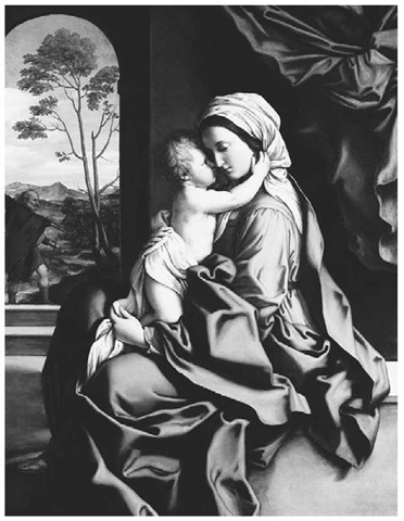 The Virgin and Child Embracing by Sassoferrato.