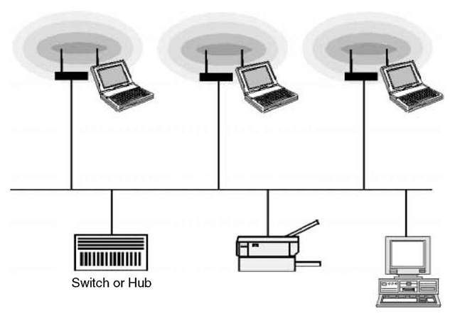 Multiple access points extend coverage and enable roaming. 