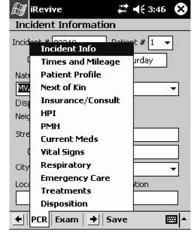  iRevive patient care report sections 