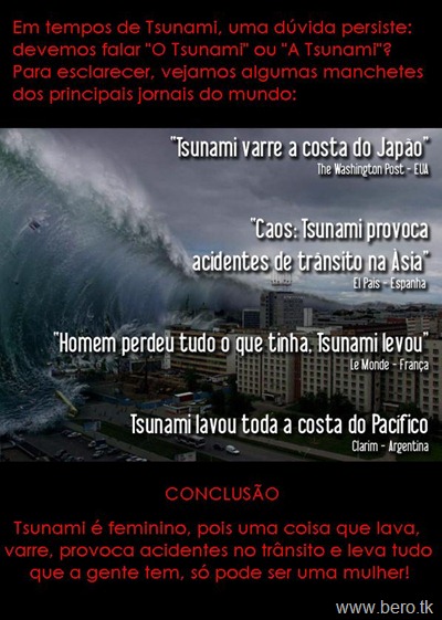 Esclarecendo Tsunami é Masculino ou Feminino