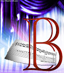 Spartito musicale incastonato nella maiuscola B dell'Alfabeto decorativo Musica disegnato per diyartcraft.com