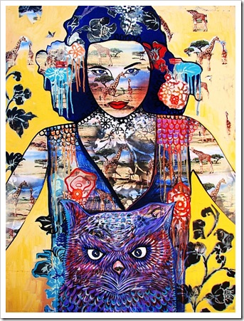 Hickey,S. 2010. The Watching Huntress - Can see the Meat for the Trees, 100 x 140cm, oil acrylic and mixed media on canvas 2