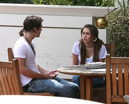 Miley Cyrus and Justin Gaston Arguing Outside A Studio In Studio