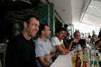  &ndash; Wheeler president and globe trotter Chris Mullington in the company of Stuart O'Grady and Fabian Cancellara