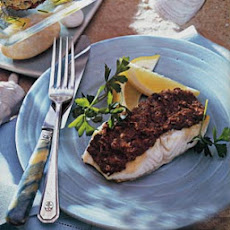 Sea Bass with Red Pepper and Olive Tapenade