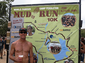 Bob after 3 days of mud running enjoys a beer at the mud run map