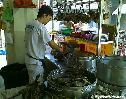 Dumpling seller at work Dumpling seller at work