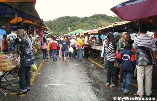 Stalls on both sides - food street Stalls on both sides - food street