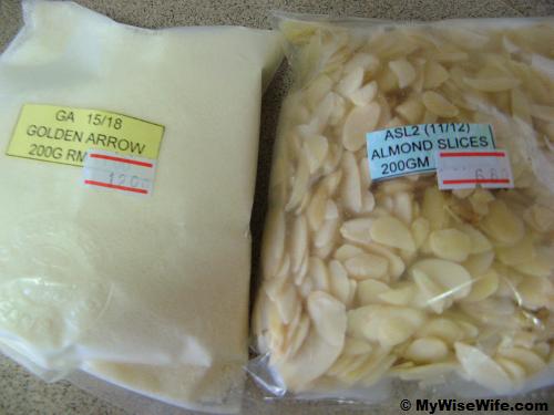 Ingredients of Caramel Almond Flakes or Cookies Ingredients of Caramel Almond Flakes or Cookies