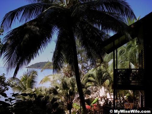 The Sanctuary Lodges overlooking calm sea