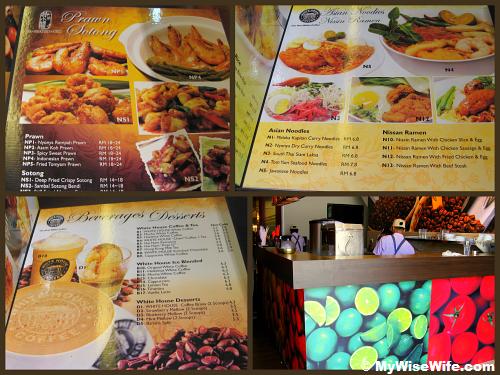 Wide array of choices in menu and drinks/cashier counter at ground floor