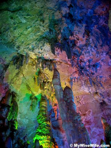 These tall stalagmites greet us at the Goddess Palace