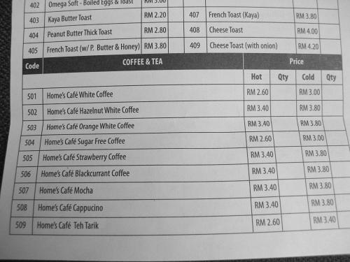 Choices of beverages Choices of beverages