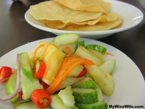 Complimentary side dishes - Salad and Crackers Complimentary side dishes - Salad and Crackers