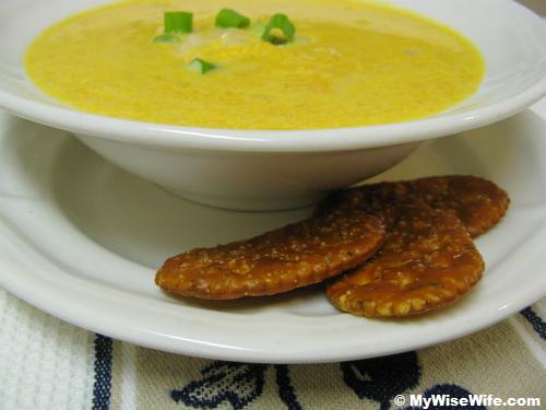 Pumpkin Soup can be served with some crackers Pumpkin Soup can be served with some crackers