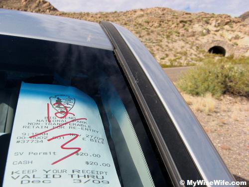 Our license to enter Big Bend - valid for 7 days Our license to enter Big Bend - valid for 7 days