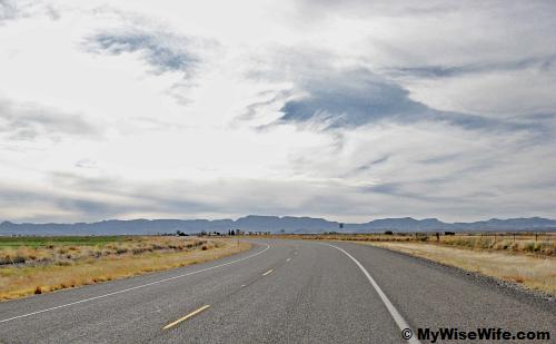 Paved road on Chihuahuan desert land Paved road on Chihuahuan desert land