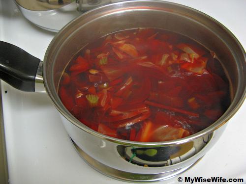 Borscht soup is almost ready