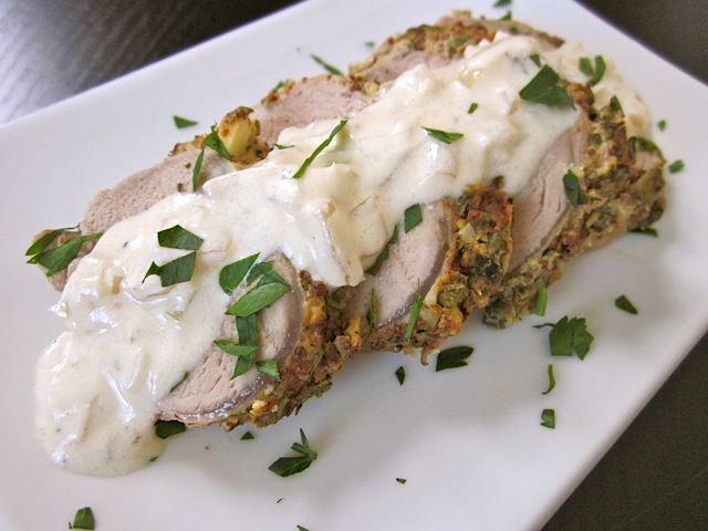 herb mustard pork with sour cream dijon sauce