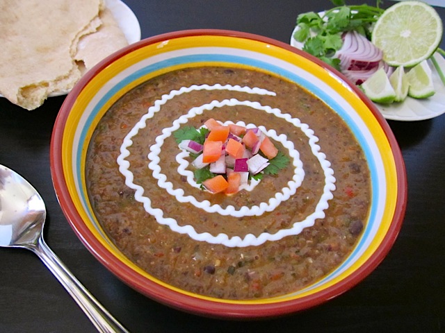 black bean and roasted vegetable soup