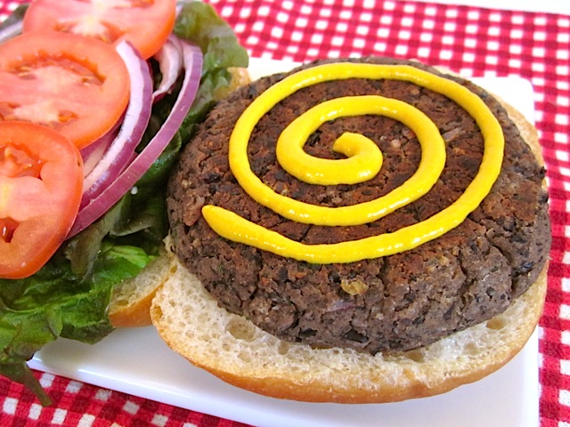 black bean burgers with mustard