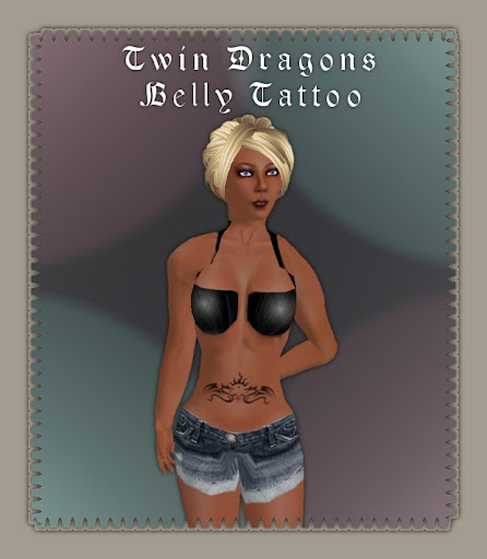 Twin Dragons Belly Tattoo - A ladies tribal dragon design belly tattoo.