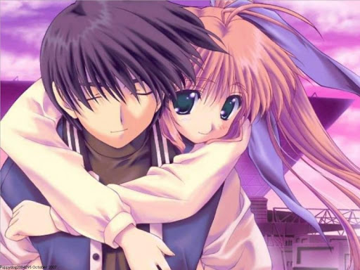 anime love hugging. Tags: anime couple hug love
