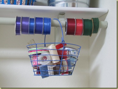 purple wire basket and ribbon