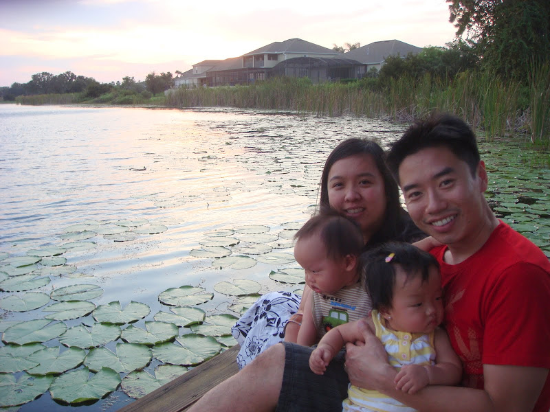 Lam family in Hogan's yard