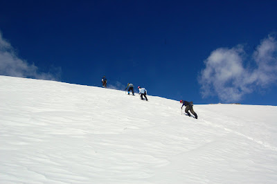 Climbing the ridge below the summit