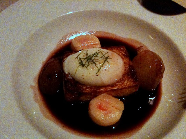 Slow Cooked Egg with Bone Marrow on Brioche with Red Wine Sauce $19.00