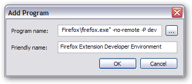 Browse with Firefox extension developer environment