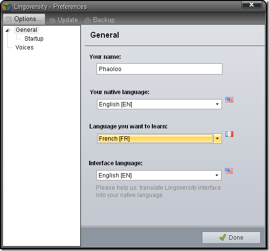 Lingoversity - preferences