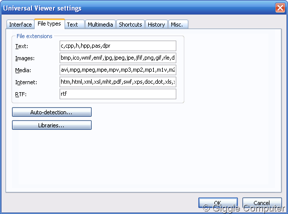 Settings - File types