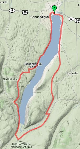 Map of my route around Canandaigua Lake