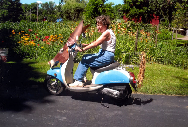 Grandma on the tricked out scooter Grandma on the tricked out scooter