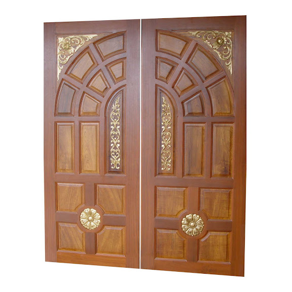 wood carved front doors for reference - Kerala home