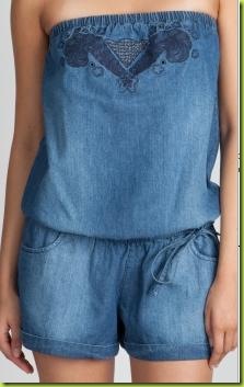 Denim Embroidered Romper