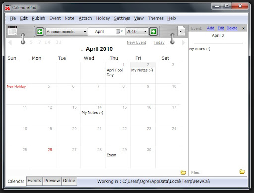 Screen Calendar for Outlook 7.3 - FindMysoft.com