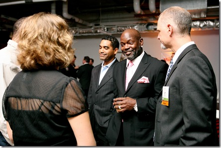 Ellen Frost, left, Emmitt Smith, middle, and Jeff Hill, right,