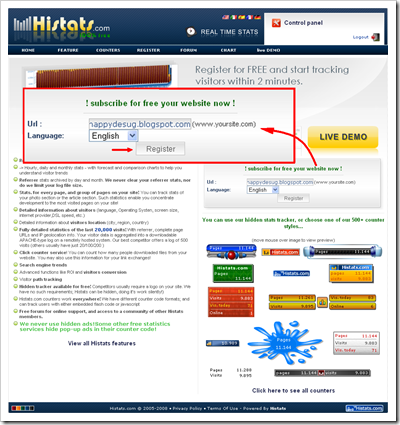 Statistik blog widget gratis dari histats 02
