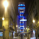 Elevador de Santa Justa con iluminación navideña