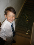 Joshua checking out the font beforehand. Two more years for you buddy.