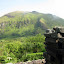 View of Penangungan summit from a temple