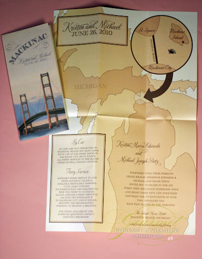 The invitation was printed on the state of Michigan and information 