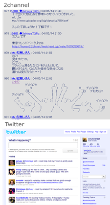 2channel and Twitter timelines