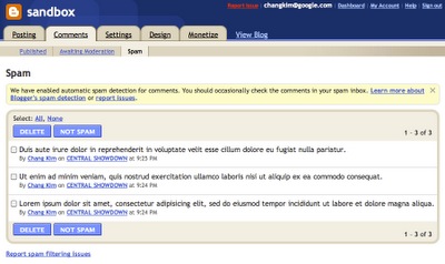 blogger spam filter