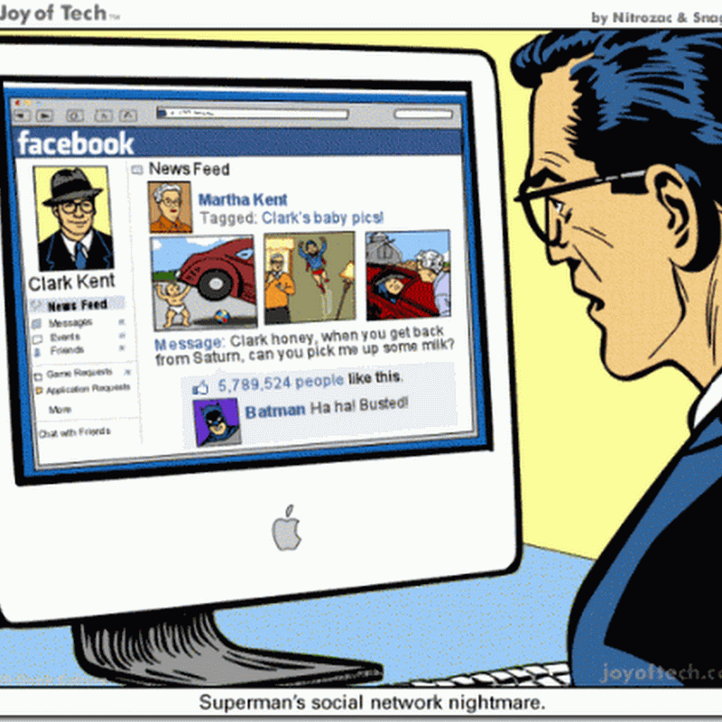 Superman ist jetzt auch auf Facebook (Karikatur)