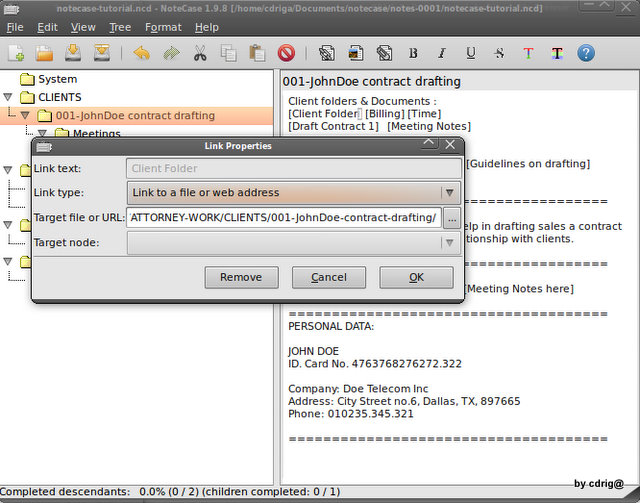NoteCase - linking folder on the computer