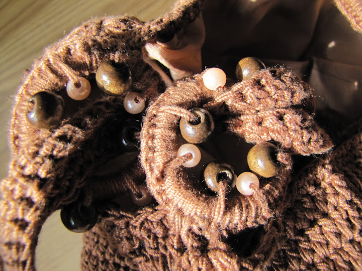 Geanta crosetata din macrame maro